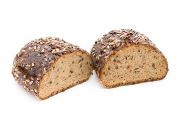 Rye bread isolated on white background.
