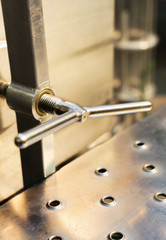 Steering wheel adjustment mechanism.