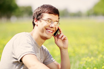 Guy talking on mobile phone