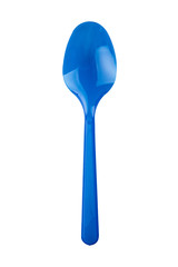 Blue spoon plastic isolated on white background