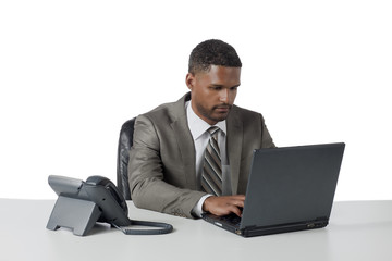 black businessman with his laptop