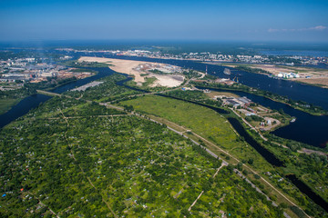 Fototapeta premium Regatta, sailing aerial view. Sailing boats and yachts. Tall shi