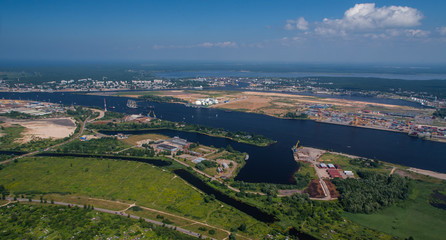 Regatta, sailing aerial view. Sailing boats and yachts. Tall shi