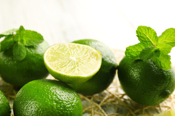 Fresh limes, closeup