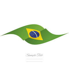 Abstract Brazil flag ribbon logo white background
