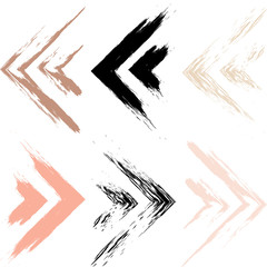 Cute vector geometric seamless pattern. Brush strokes, arrows. Hand drawn grunge texture. Abstract forms. Endless texture can be used for printing onto fabric or paper