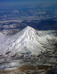 Top of the mountain view from the airplane. 