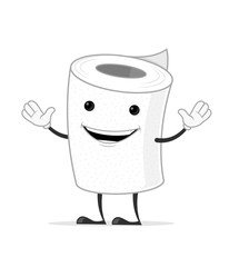 Toilet paper cartoon mascot vector illustration