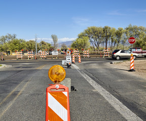 construction highway roadwork traffic control signs and detour m