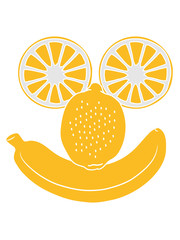fruits banana lemon orange face funny