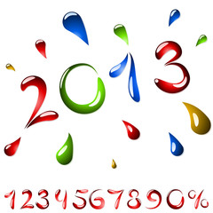 2013 year label in the fluid form with figures set and percent s