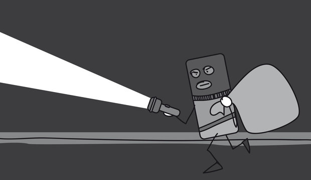 Cambrioleur avec un sac sur le dos