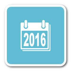 new year 2016 blue square internet flat design icon