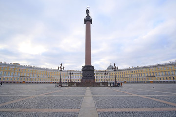 Fototapeta na wymiar St. Petersburg, Russia - on March, 13, 2016: Alexander column in St. Petersburg, Russia.