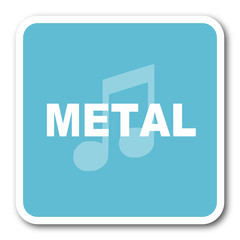 metal music blue square internet flat design icon