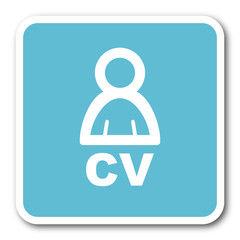 cv blue square internet flat design icon