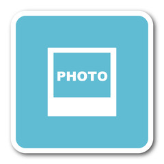photo blue square internet flat design icon