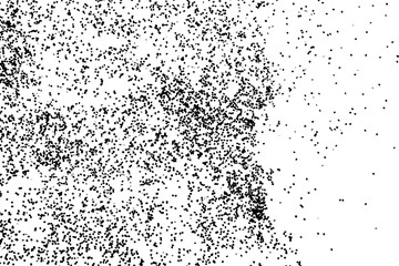 Fototapeta premium Grainy grunge abstract texture on white background. Random spread of black sparkles. Black glitter blow explosion on white background. Randomly sprayed twinkles and drops.