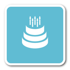 cake blue square internet flat design icon