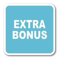 extra bonus blue square internet flat design icon