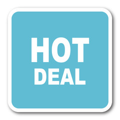 hot deal blue square internet flat design icon