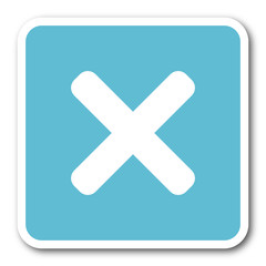 cancel blue square internet flat design icon