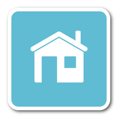 Fototapeta na wymiar house blue square internet flat design icon