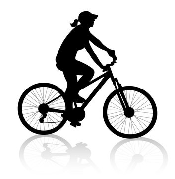 Cyclist Woman Silhouette Vector