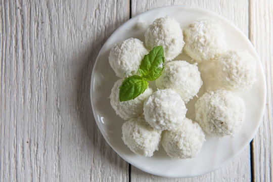 Homemade candies with coconut
