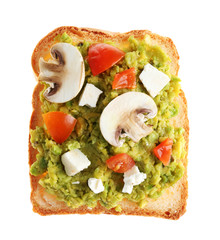 Avocado sandwich with tomatoes and cheese isolated on white