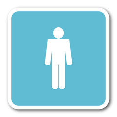 Fototapeta na wymiar male blue square internet flat design icon
