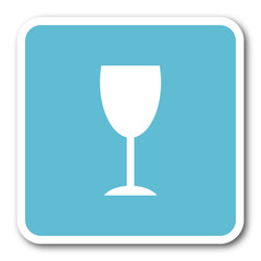 alcohol  blue square internet flat design icon