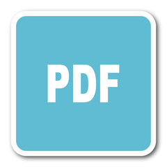 pdf blue square internet flat design icon