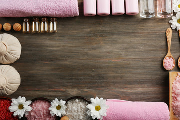 Spa composition on wooden background