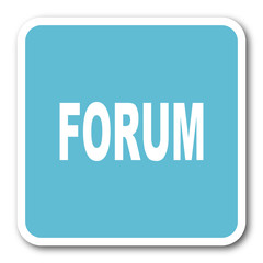 forum blue square internet flat design icon