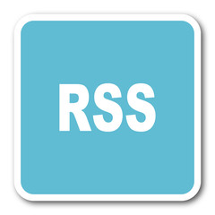 rss blue square internet flat design icon