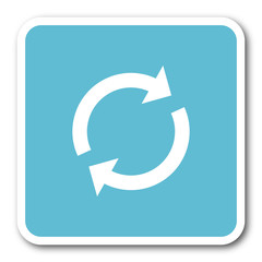 reload blue square internet flat design icon
