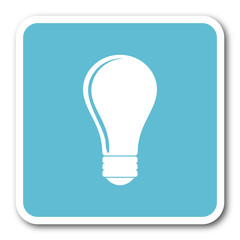 bulb blue square internet flat design icon