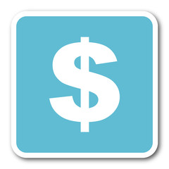 dollar blue square internet flat design icon