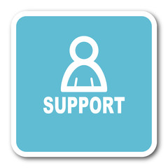 support blue square internet flat design icon