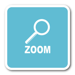 zoom blue square internet flat design icon