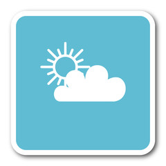 cloud blue square internet flat design icon
