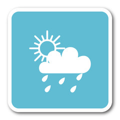 rain blue square internet flat design icon