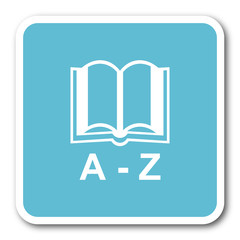 dictionary blue square internet flat design icon