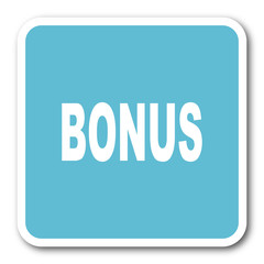 bonus blue square internet flat design icon