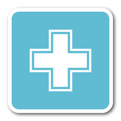 Fototapeta premium pharmacy blue square internet flat design icon