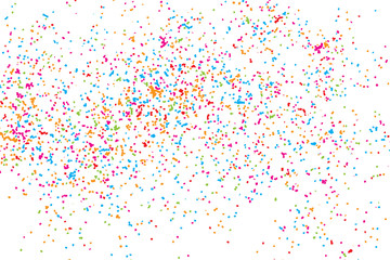 Colorful celebration background with confetti isolated on white,