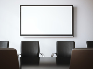 Meeting room with tv screen. 3d rendering
