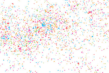 Colorful celebration confetti isolated on white, background.