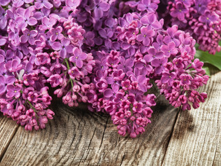 lilac on a wooden background